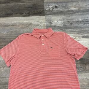 Vineyard Vines Edgartown Pink Blue Striped Mens XL Golf Performance Polo Shirt